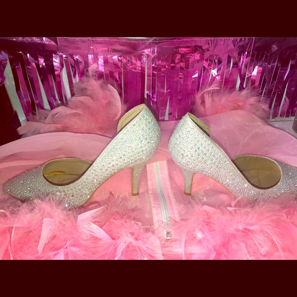 Silver glitter heel